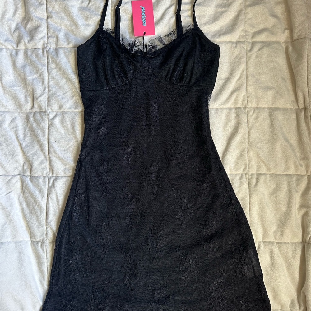 Edikted Black Lace Mini Dress